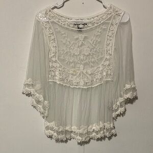 Forever 21 White Sheer Lace Blouse